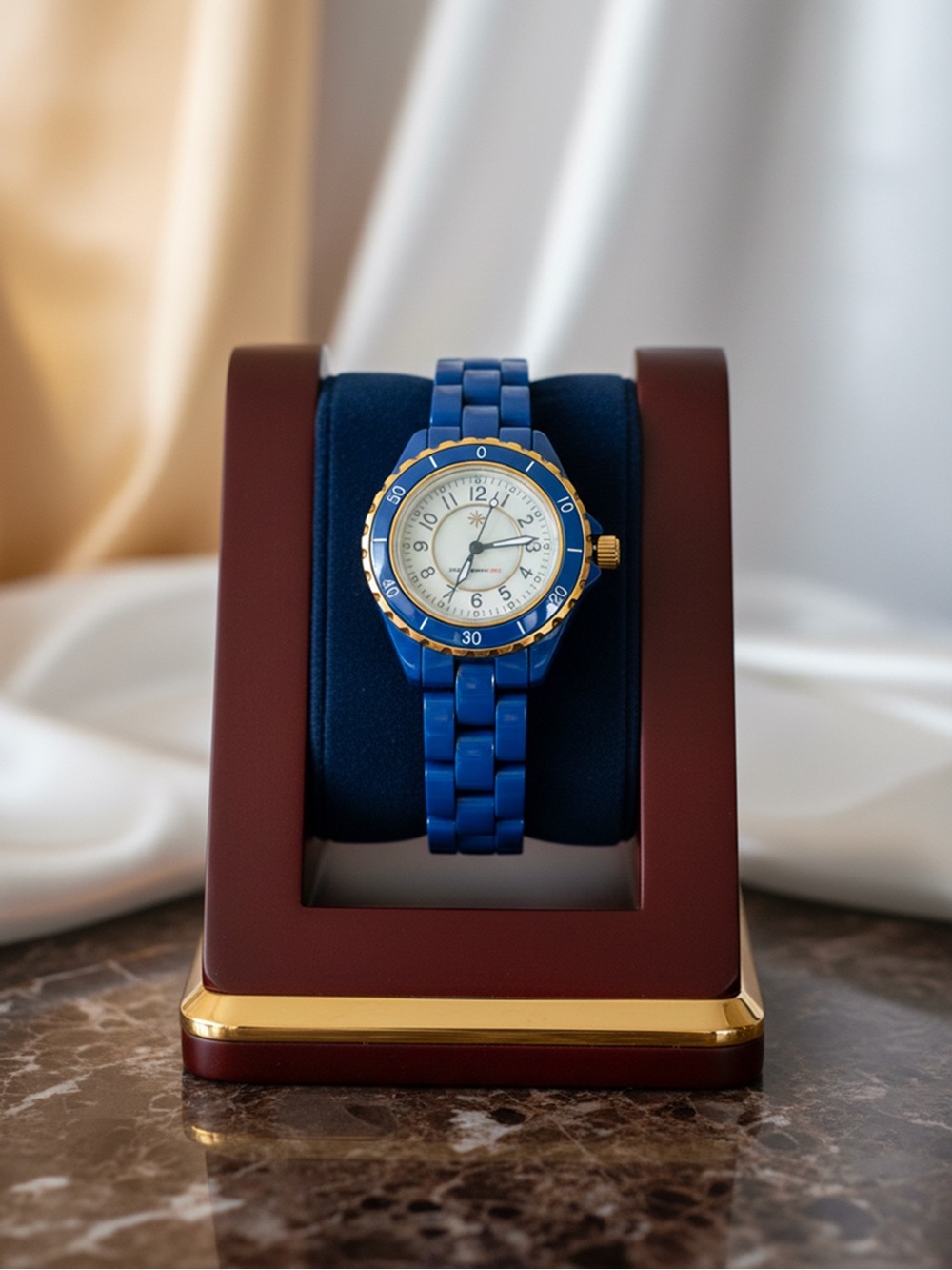 NEW Isaac Mizrahi Live! Women’s Blue Ceramic Bracelet Wristwatch
